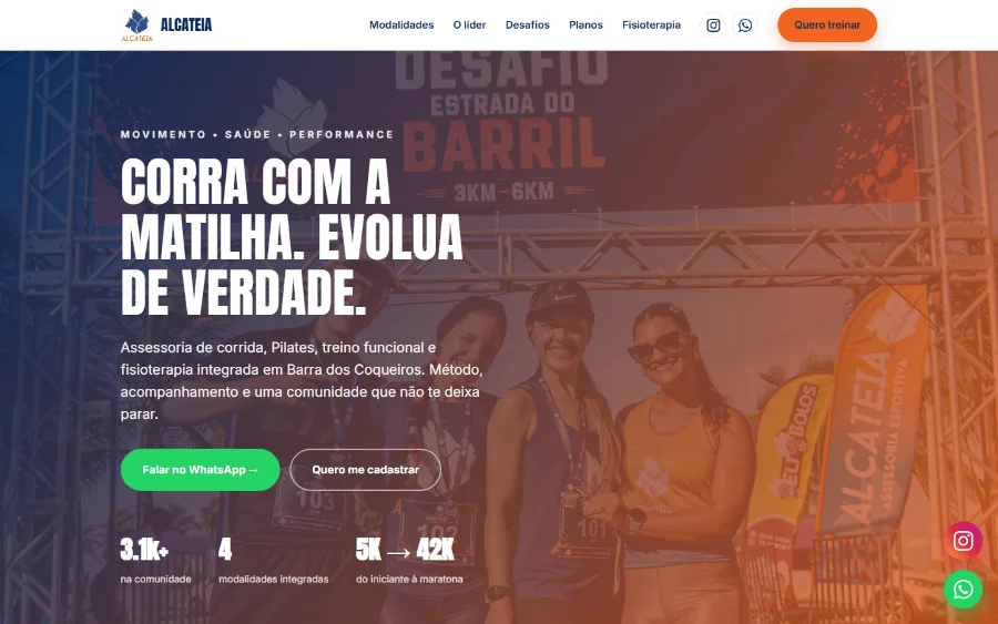 Página inicial do site da Alcateia Treinamento
